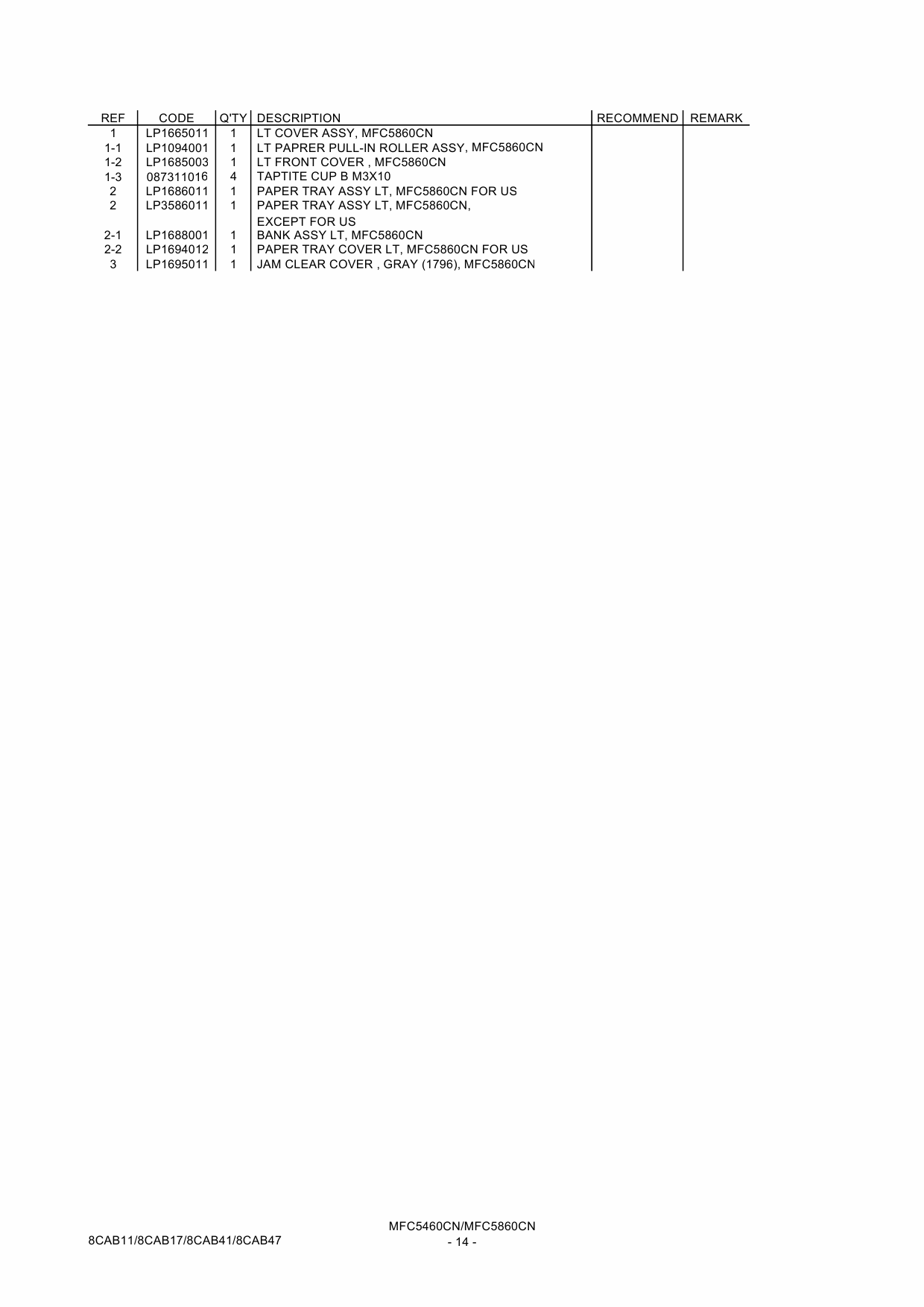 Brother MFC 5460CN 5860CN Parts Reference-5